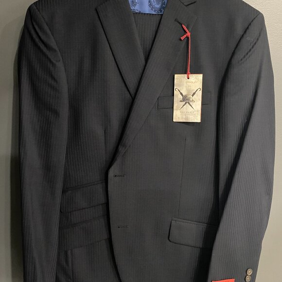 Ted Baker London dark blue stripe patterned suit in 'LIKE NEW' condition - Picture 1 of 10